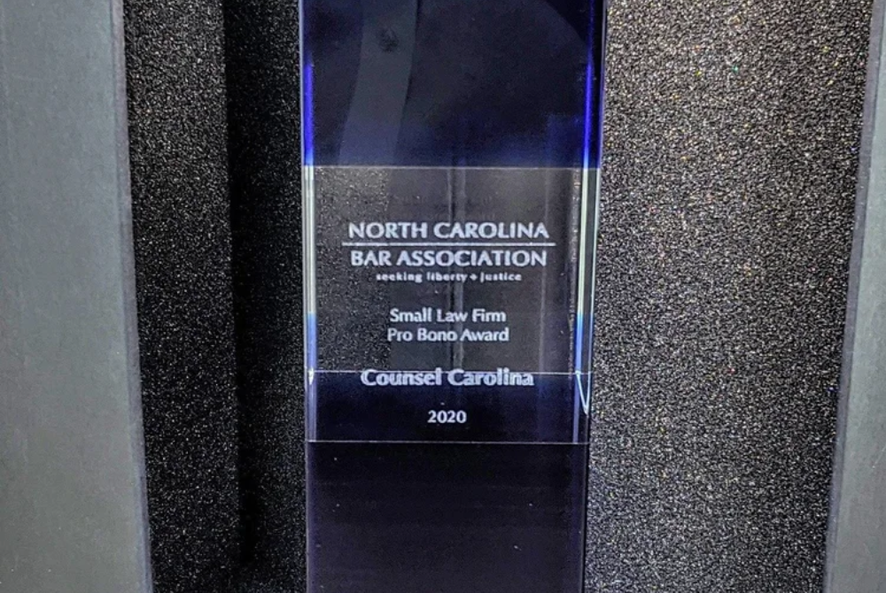 Counsel Carolina Receives 2020 Small Firm Pro Bono Award from the North Carolina Bar Association
